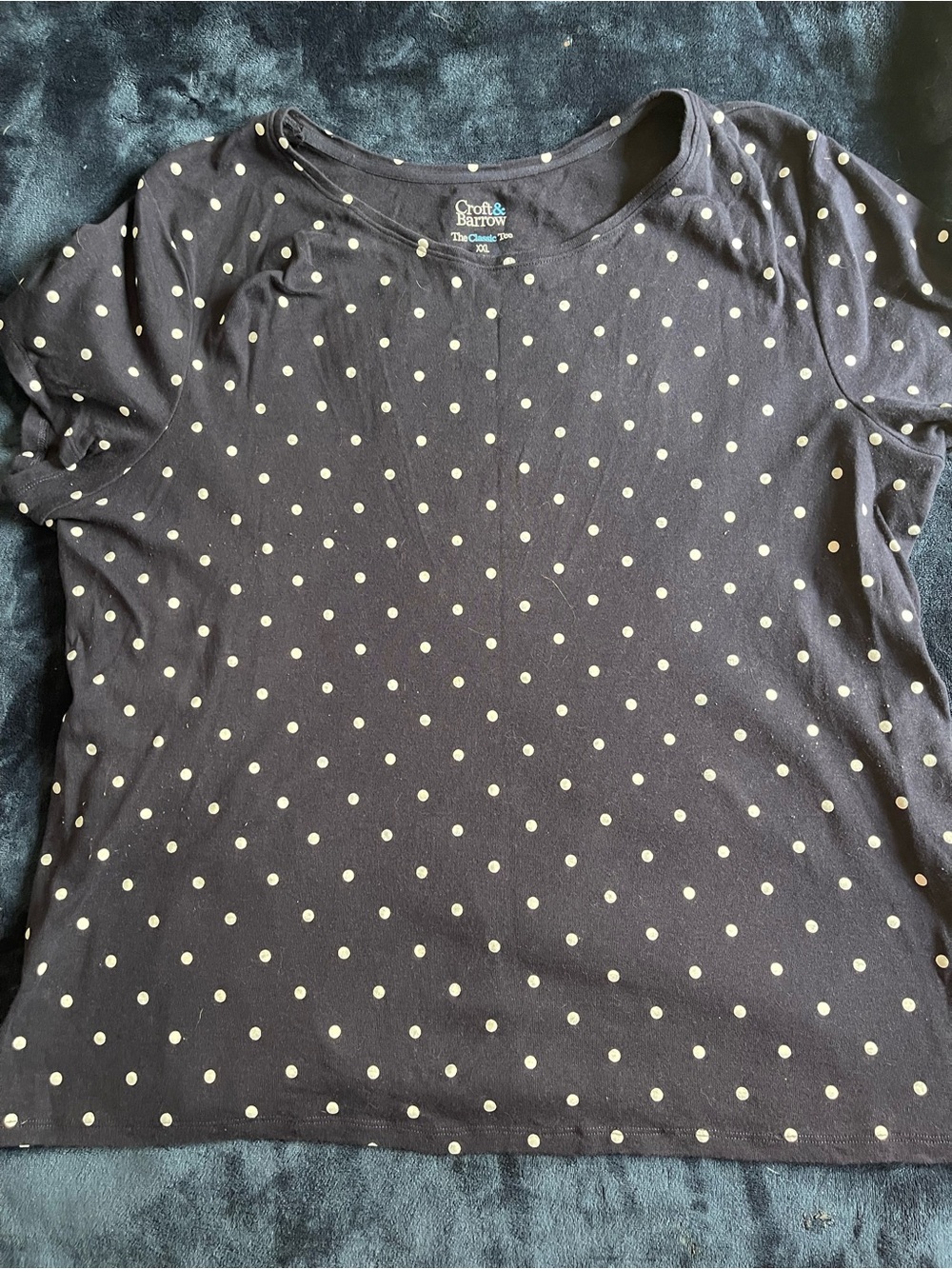 croft & barrow navy blue Short Sleeve Polka Dot Tee